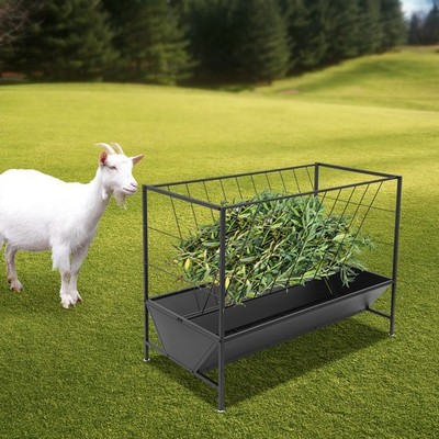 2-In-1 Livestock Feeder Pasture Hay Feeder Heavy Duty Rectangular Feeding Pan