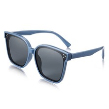 FEISEDY Kids Polarized Square Sunglasses for Boys 55mm, 002 Blue / Grey Lens