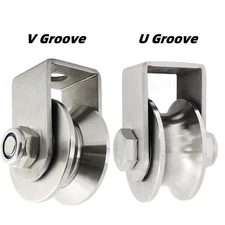 1PC V/U Groove Stainless Steel Pulley Silent Pulley 800lb Silver Tone