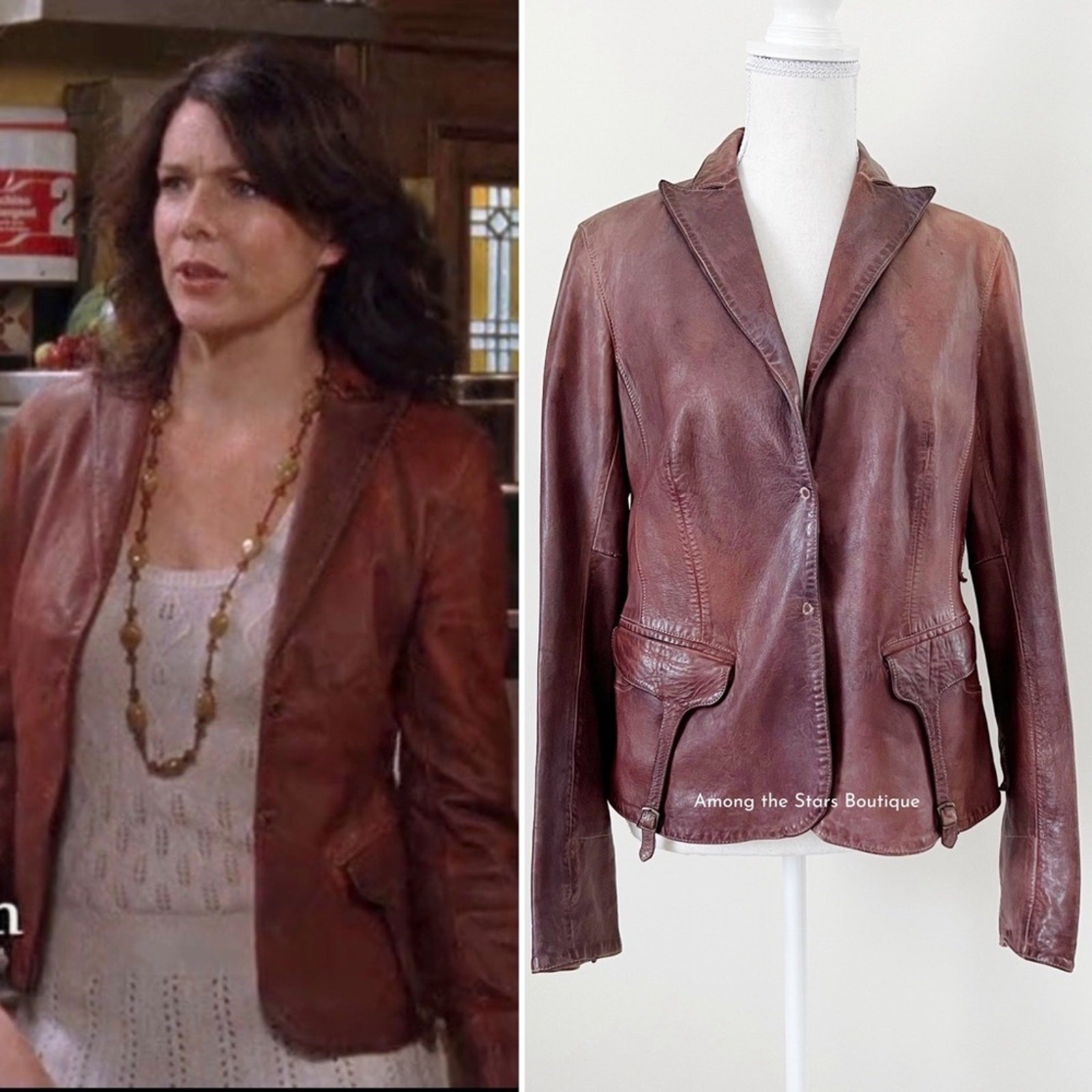 Super Rare Early 2000s Vintage Brown Leather Jacket ASO Lorelai in Gilmore Girls
