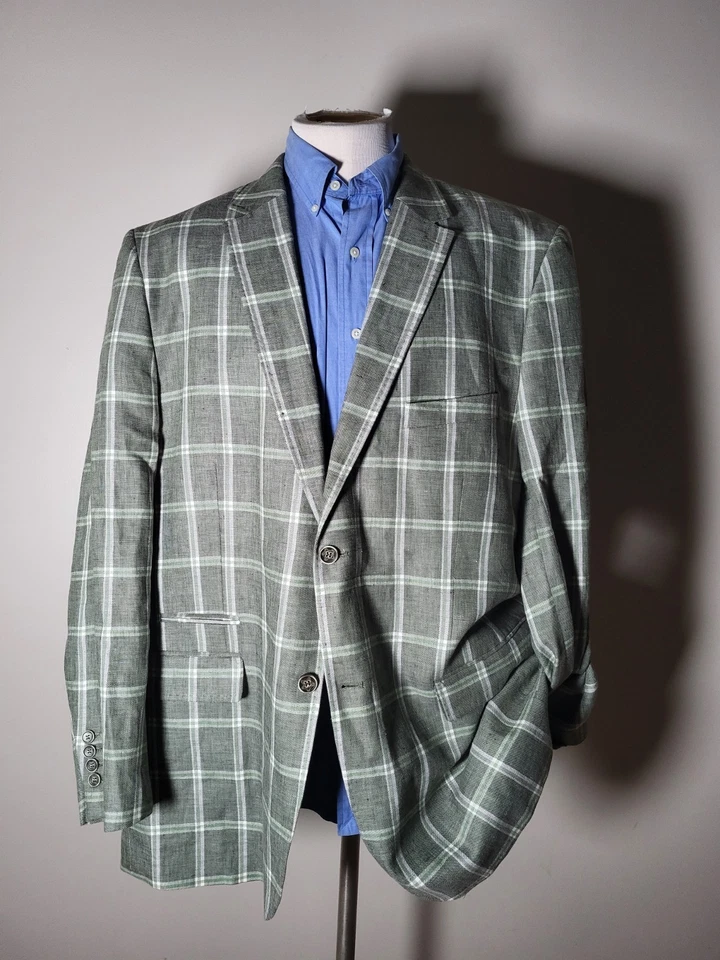 Nuevo Inserch 4XL 52R Ventana Lúpulo LINO Verde Blazer Chaqueta Deportiva Abrigo Foto 2 de 4