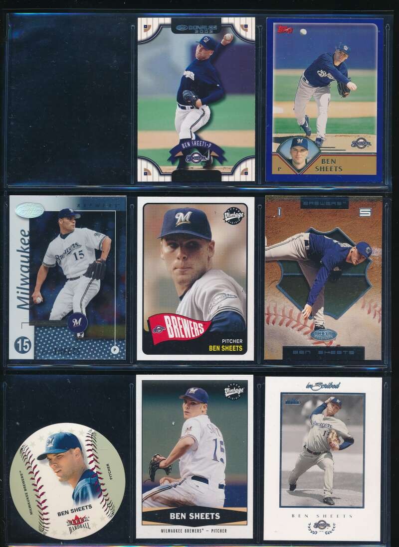 Lot (8) 2003 Upper Deck Fleer Topps Ben Sheets #40 5 21 221 138 29 147 CT142