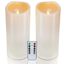 4" x 10" Large Waterproof Outdoor Flameless Candles, 4"x 10" Dark Ivory