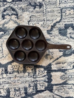 Vintage Jotul Cast Iron Pan Aebleskiver Biscuits Muffins Eggs Made in Norway