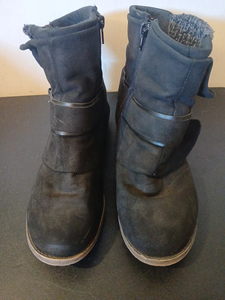 Jellypop ботинки женщин 8 M Альпы ботинок черная замша на танкетке молнии пряжка - Изображение 3 из 4