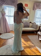 blue Clarissa prom dress size 1. worn once perfect condition
