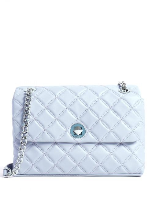 Kate Spade Natalia Medium Chain Flap Quilted Leather Shoulder Bag Brushed Steel