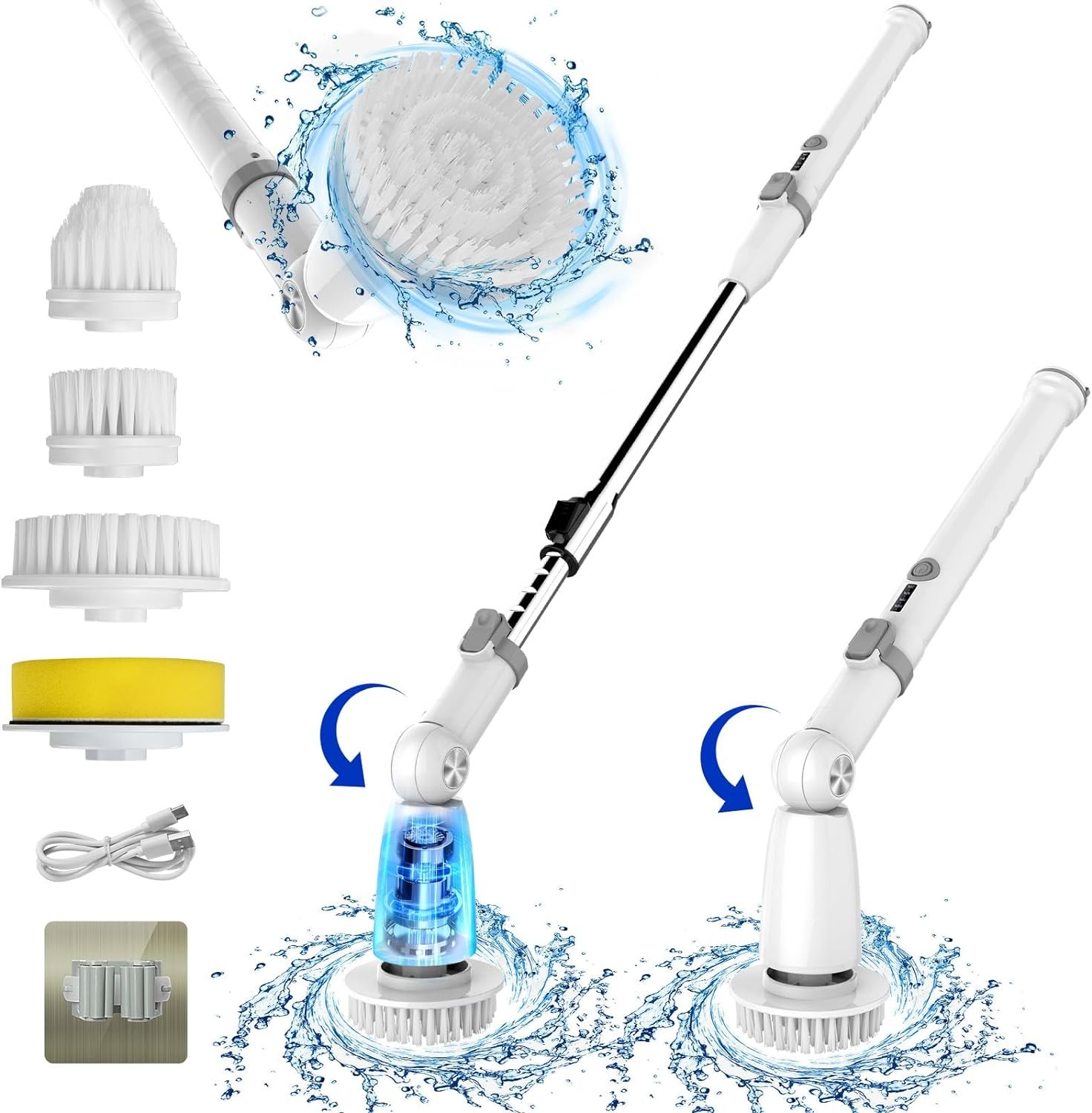 Электрический отжимной скруббер Swroom, Душ с сильным напором воды, Выдвижной, HK036-A - Белый/Серый