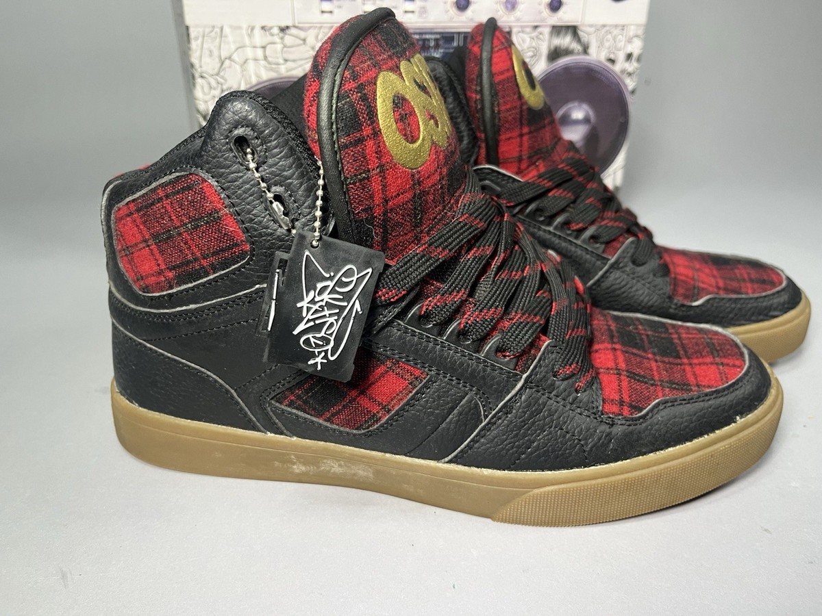 Osiris NYC 83 Vulc High Top Lace-Up Sneakers Black Red Plaid Mens 11 in Boom Box View 2