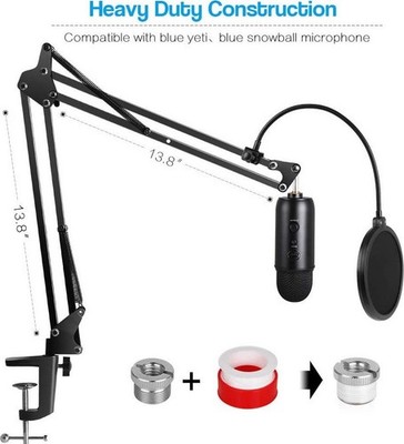 Microphone Stand Mic Boom Arm  with filter