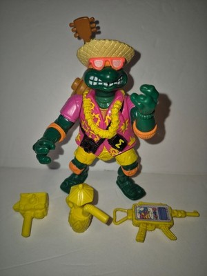 Vintage TMNT BEACHCOMBIN' MIKE 1990 Near complete Playmates Toys Action Figure 