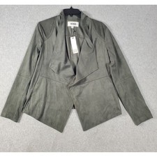 BB Dakota Steve Madden Faux Suede Draped Open Front Jacket Green XL BL32576R