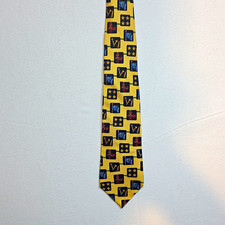 Tommy Hilfiger Men’s 100% Silk Geometric Woven Tie Logo Made in USA