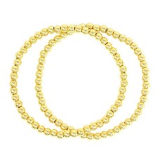 Stainless Steel Gold Silver Beaded Ball Bracelets for Women Stretchable Elastic