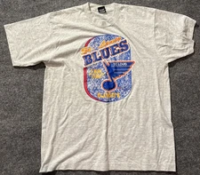 St Louis Blues T Shirt Mens Extra Large Blue Red Yellow 1991 Stanley Cup Playoff