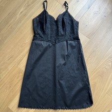 True Vintage Vanity Fair Black Lace Slip Dress Night Gown Dark Fairy Sz 40 L