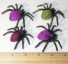 4 Spooky Glittery Halloween Black Widow Spiders Creepy Spider Bug Decorations — photo 4