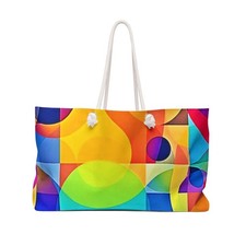 Abstract Colorful Geometric Pattern Weekender Bag  Vibrant Travel Tote