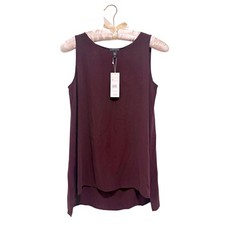 Eileen Fisher Silk Georgette Crepe Tank Cassis Burgundy S NWT Shell Top