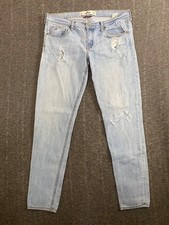 Hollister Womens Light Wash Jeans Sz 11R 30x31 Distressed Super Skinny Stretch