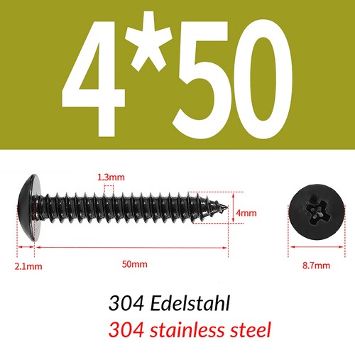 Black A2 Stainless Steel Phillips (Pozi-Pili) Pan Head Self Tapping Screws M3-M6 - Picture 33 of 58