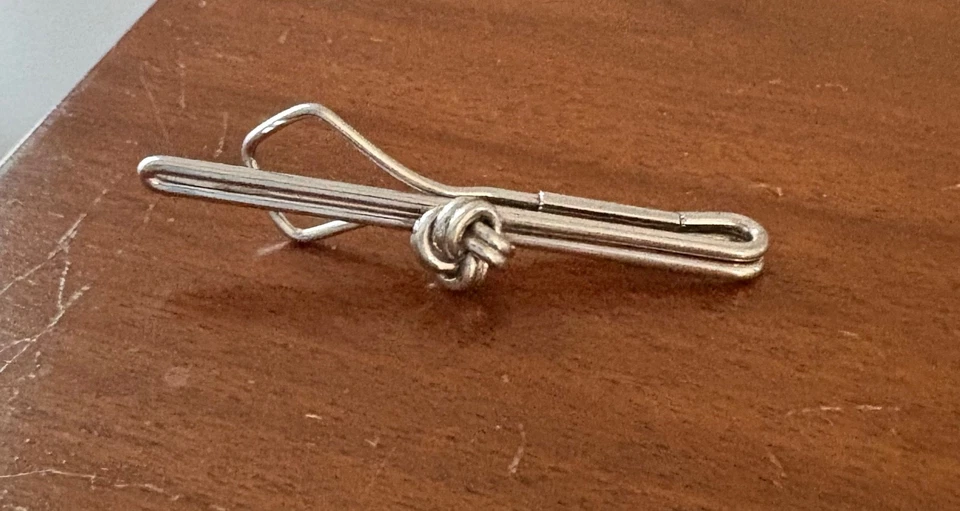Vintage Swank Sterling Silver 925 Tie Clip Bar  or Money Clip 3" Knot Style - Image 2 of 4