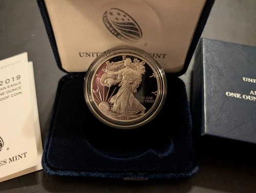 2019 S American Silver Eagle Proof S$1 Coin in OGP/COA (19EM) San Francisco