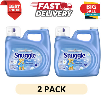 2 Pack Snuggle Blue Sparkle Liquid Fabric Softener Laundry Conditioner 123.1 Oz