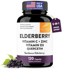 Elderberry Vitamin C and Zinc Capsules for Adults  120 120 Count Pack of 1 