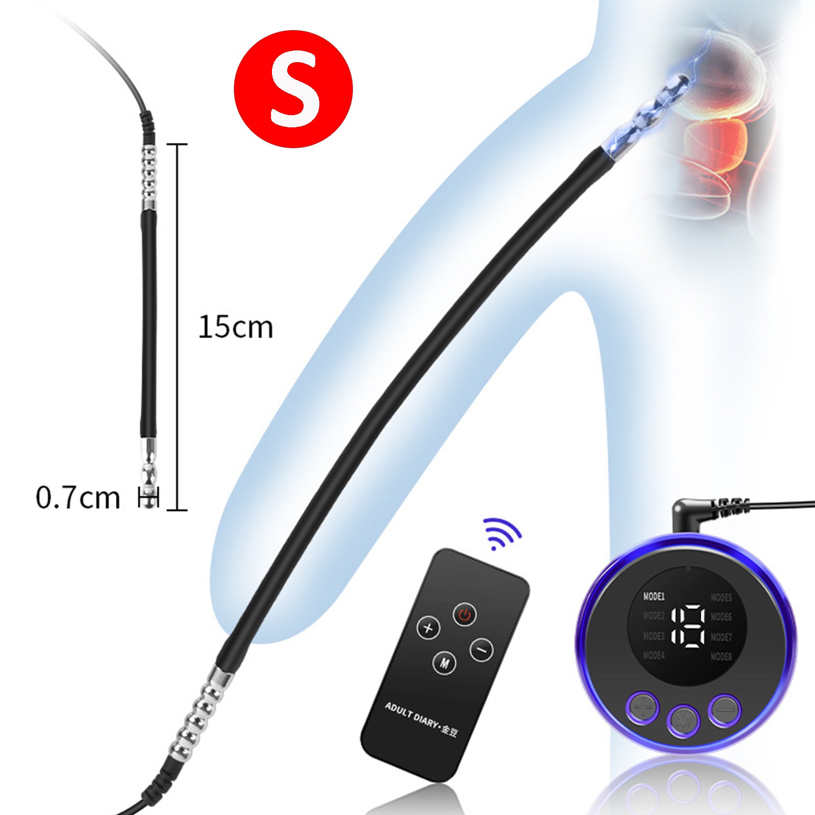 Electric E-stim Penis Plug Bead Dilator Set Silicone Urethral Sounding Stretcher Electric E-stim Penis Plug Bead Dilator Set Silicone Urethral Sounding Stretcher