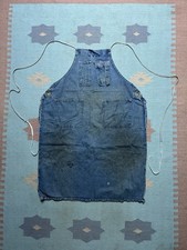 Vintage denim shop apron worn distressed faded welding mechanic workwear