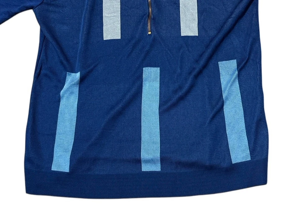 Camisa Vintage Años 60 Cremallera Frontal Acetato Cuello Daga Azul Para Hombre’s S MOD Continental Foto 4 de 4