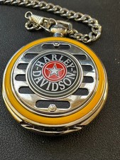 Franklin Mint Harley Davidson Fat Boy Pocket Watch, Stand Chain Fob
