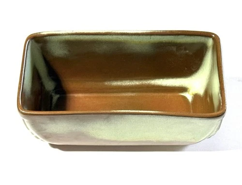 NICE! Frankoma Pottery Planter Or Serving Bowl Rectangle #14 Brown & Moss Green