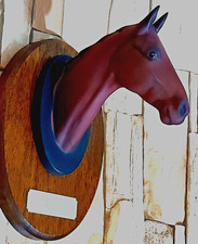 Beswick Arkle Rare Bay Brown Matt Ceramic Race Horse Head on Wooden Plaque Vgc