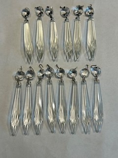 14 Vintage Crystal Prisms 3.5" with Medallions