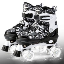 Boys and Girls Camo Adjustable Roller Skates with Light up Wheels, Fun