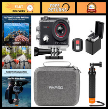 4K Action Camera with Touch Screen, EIS, 131FT Waterproof, 5X Zoom, Remote & Acc
