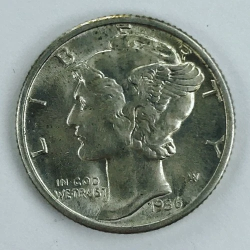 1936 MERCURY DIME GEM BU +! TOP NOTCH QUALITY! RARE FIND! INSANE COIN! NR #P2133