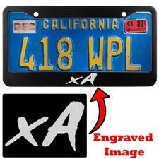 Engraved Black License Plate Frame - Scion Xa Logo