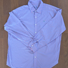 Vineyard Vines Classic Fit Whale Check Shirt Blue Pink XXL
