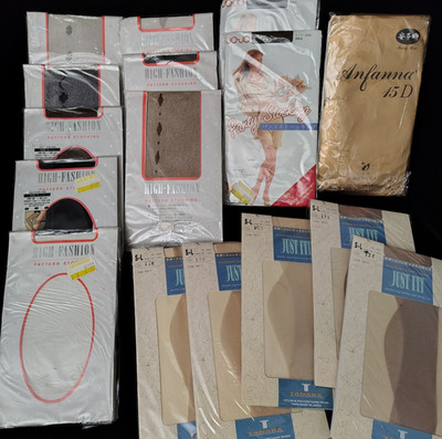 Pantyhose Lot of 16 Japanese Sheer Patterned Nylon Panty Stockings Tanaka Japan