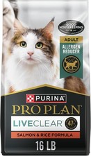 Purina Pro Plan LiveClear Allergen Reducing Adult Dry Cat Food,Salmon Rice,16lb