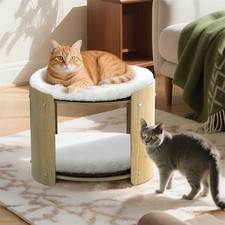 2-Tier Elevated Cat Bed Double Cat Bunk Bed Furniture Washable Thicker Plush Mat