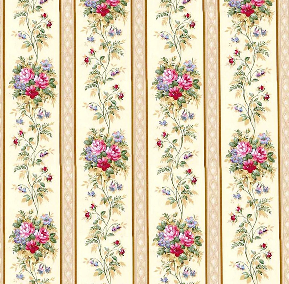 Dolls House Wallpaper 1/12th 1/24th scale Cream Floral Quality Paper #39 - Image 1 of 1