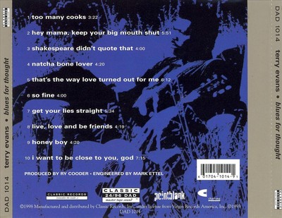 TERRY EVANS BLUES FOR THOUGHT NEW CD