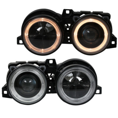 Depo Scheinwerfer Angel Eyes für BMW E30 Bj. 1982-1994 Schwarz