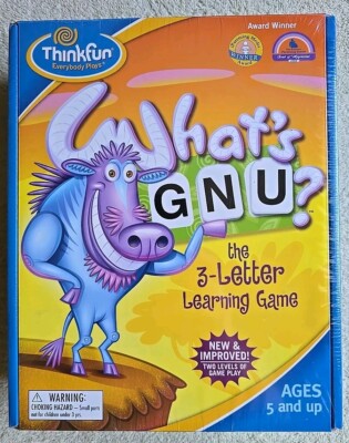 THINKFUN What's GNU? The 3 Letter Learning Board Game Play Games Spell Learn NEW
