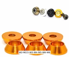 M2-M8 Orange Aluminum Alloy Cone Cup Head Washers Gasket Fit for Bolts & Screws