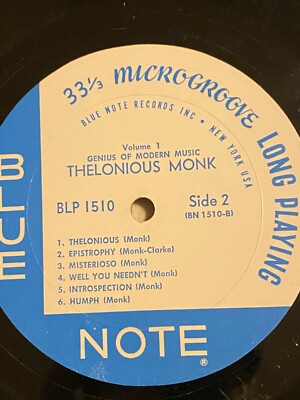 洋楽 Thelonious Monk/volume one blue note1510 THELONIOUS MONK - The Genius Vol. 1 ~ BLUE NOTE 1510 {dg NY USA